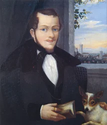 Zelfportret Joseph Bayer met hond